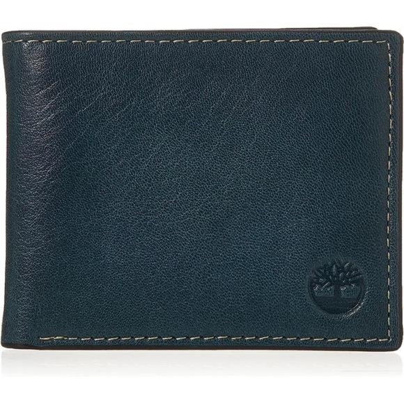 Bags | Mens Leather Wallet With Attached Flip Pocket Navy Fine Break ...